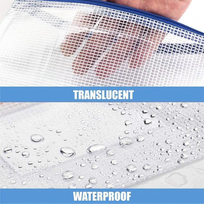 Sooez 24 Pack Mesh Zipper Pouch Bags with Label Pocket, A6 (9.1Ã—4.7 in) Small Pencil Case Pouch for Organizing, Clear Plastic Pencil Pouches Bulk for School Supplies Storage, Money Envelopes for Cash - Image 3